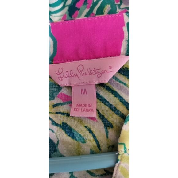 4170) Lily Pullitzer Tropical Harbor Island Rayon Tunic Top Size Medium - Picture 8 of 10